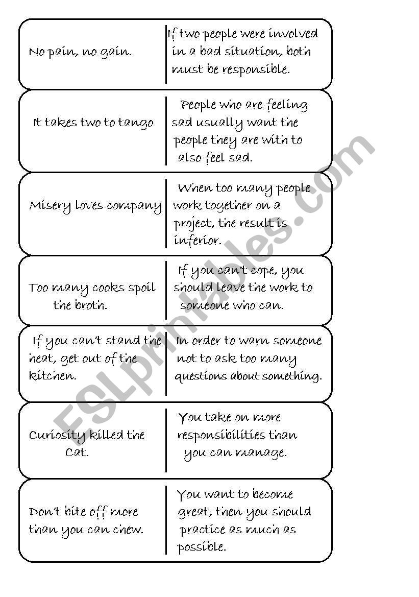 idioms domino worksheet