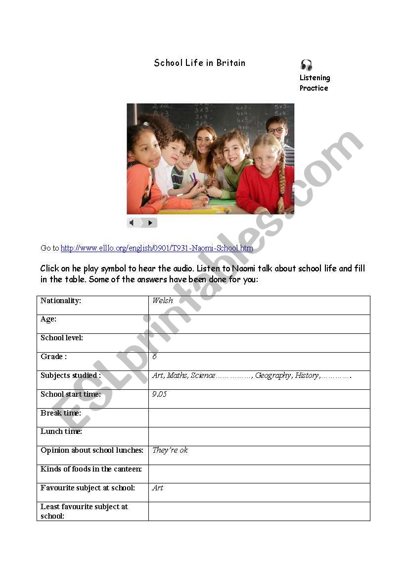 School Life worksheet