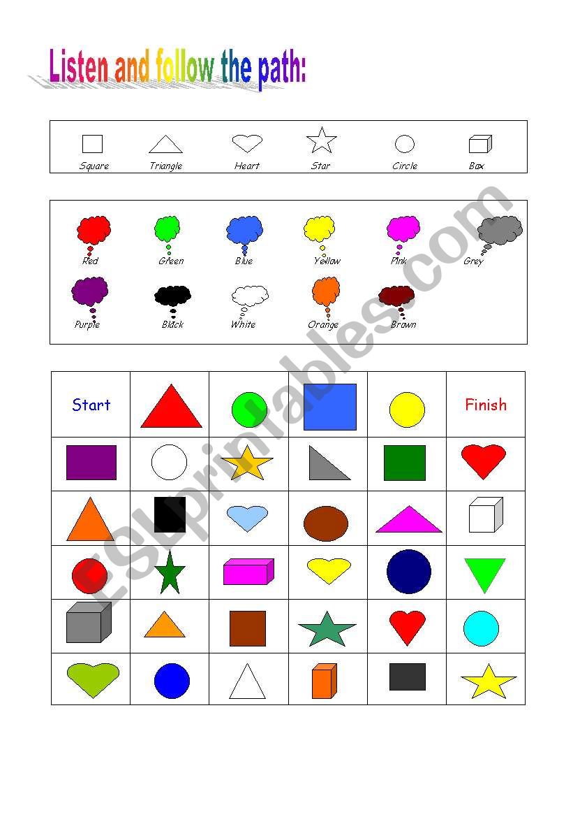 Shapes and colours worksheet