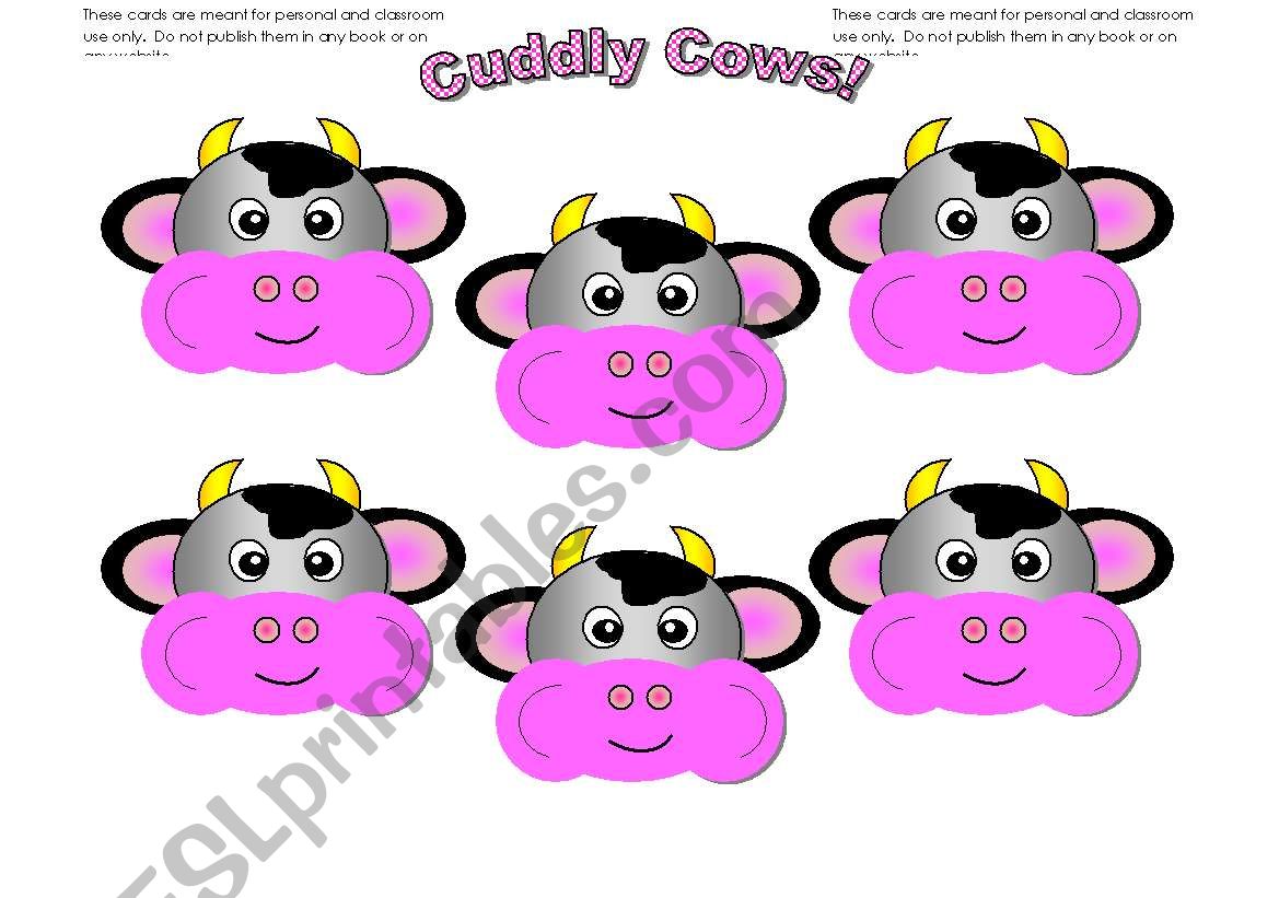 Cow Cards (Add your own text) Use them with my cow gameboard.