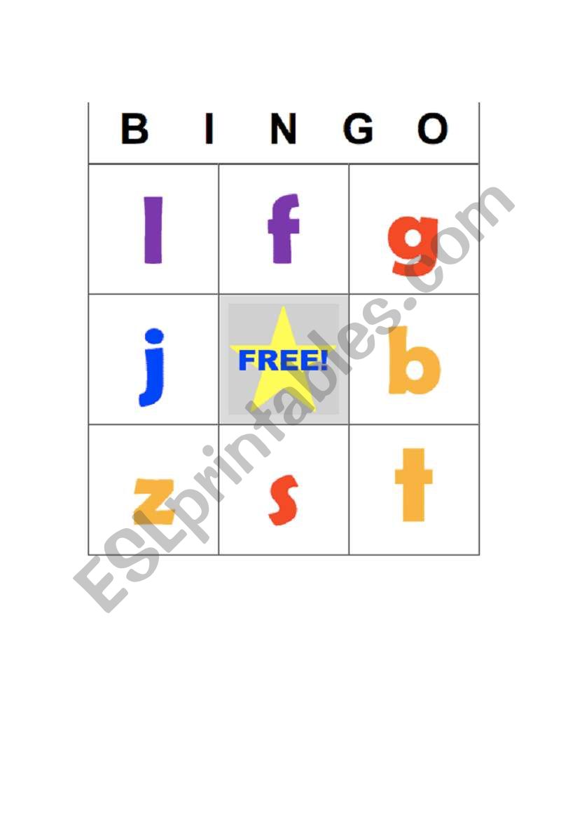 Alphabet Bingo  worksheet