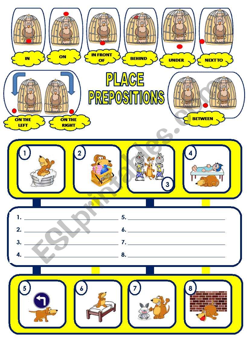 PLACE PREPOSITIONS worksheet