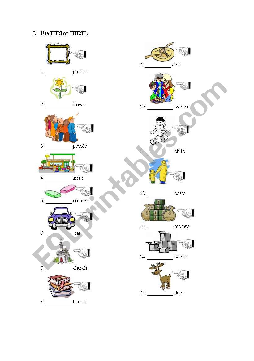 THIS or THESE - THAT or THOSE worksheet