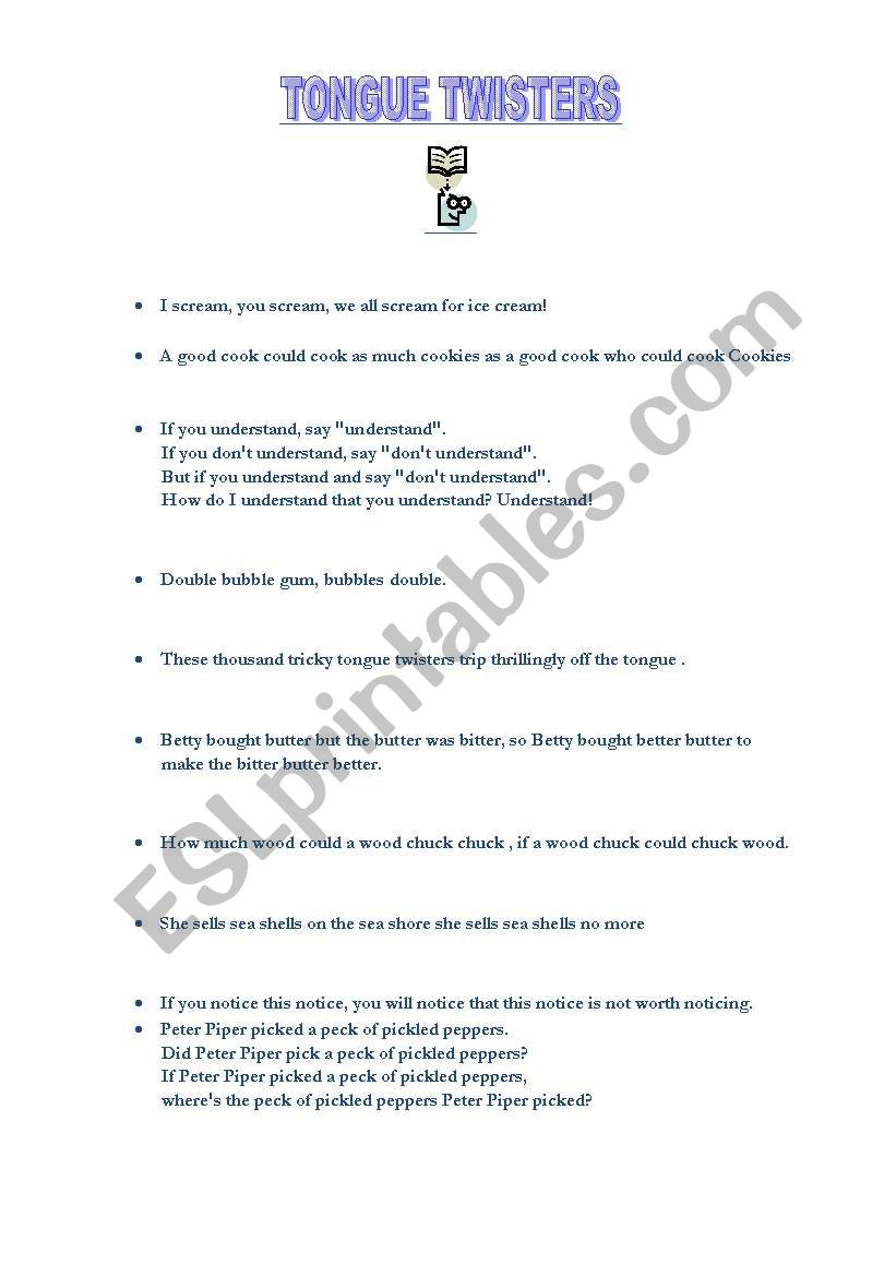 Tongue Twisters worksheet