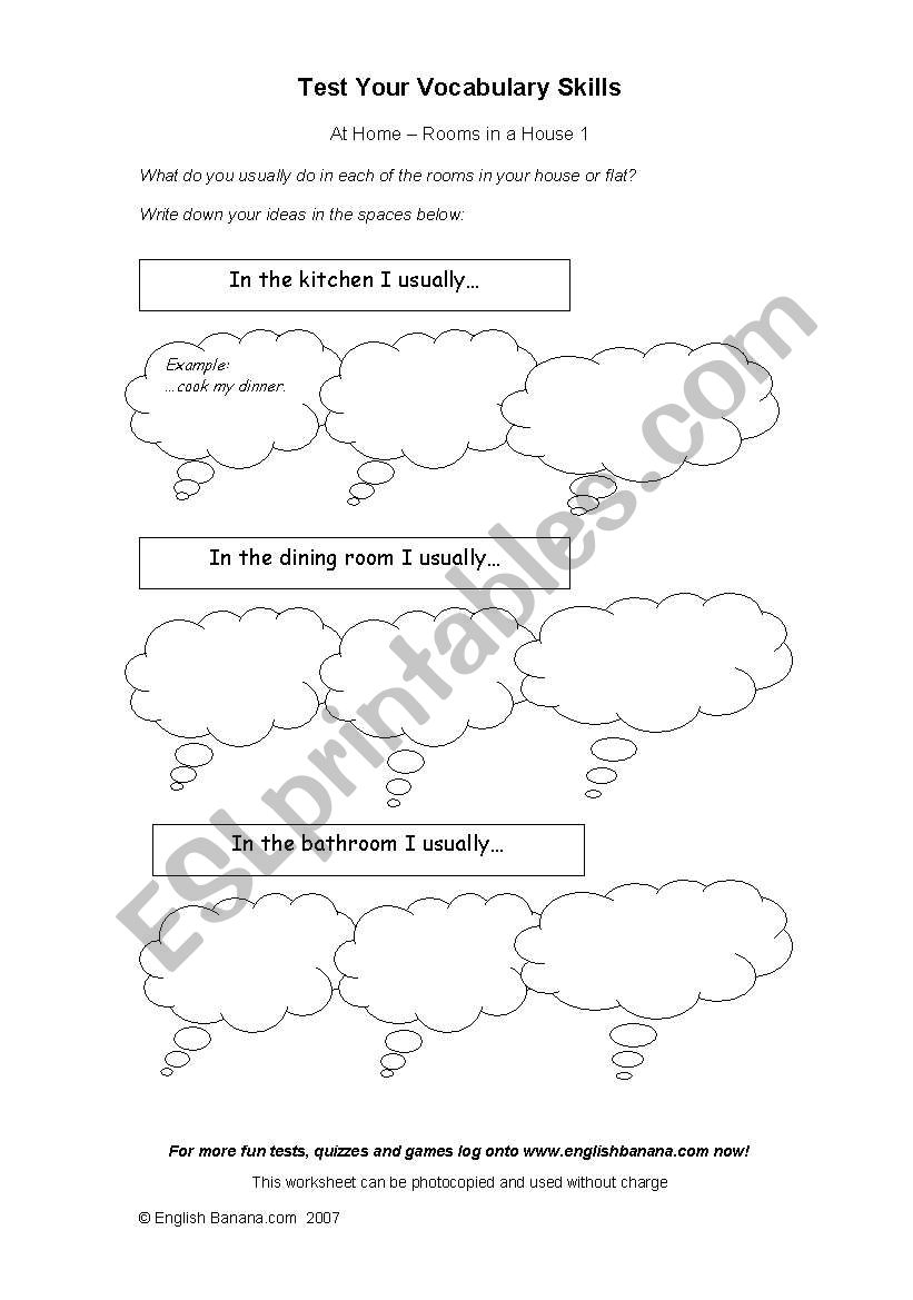 At Home  Rooms in a House 1 worksheet
