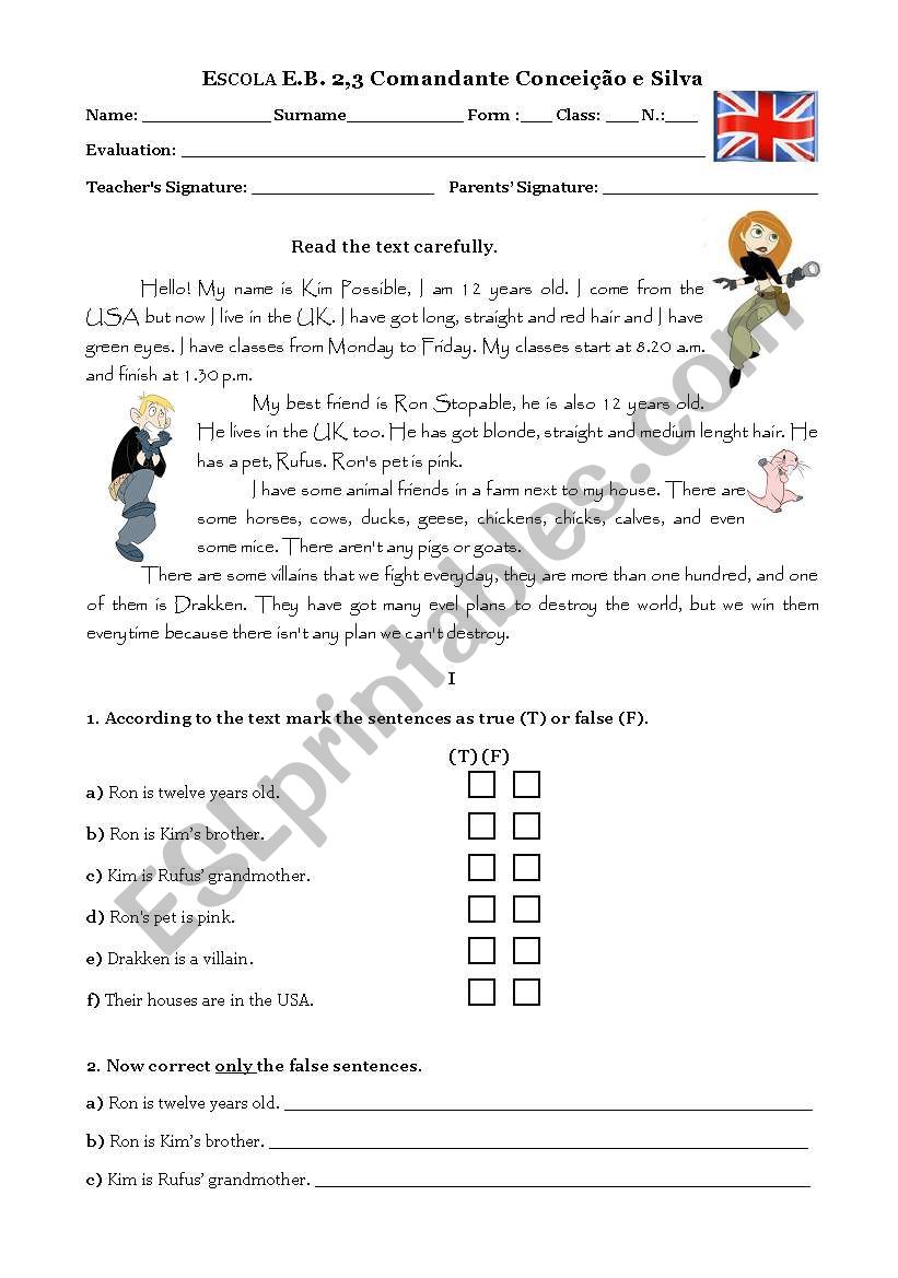 evaluation 6th grade1 worksheet
