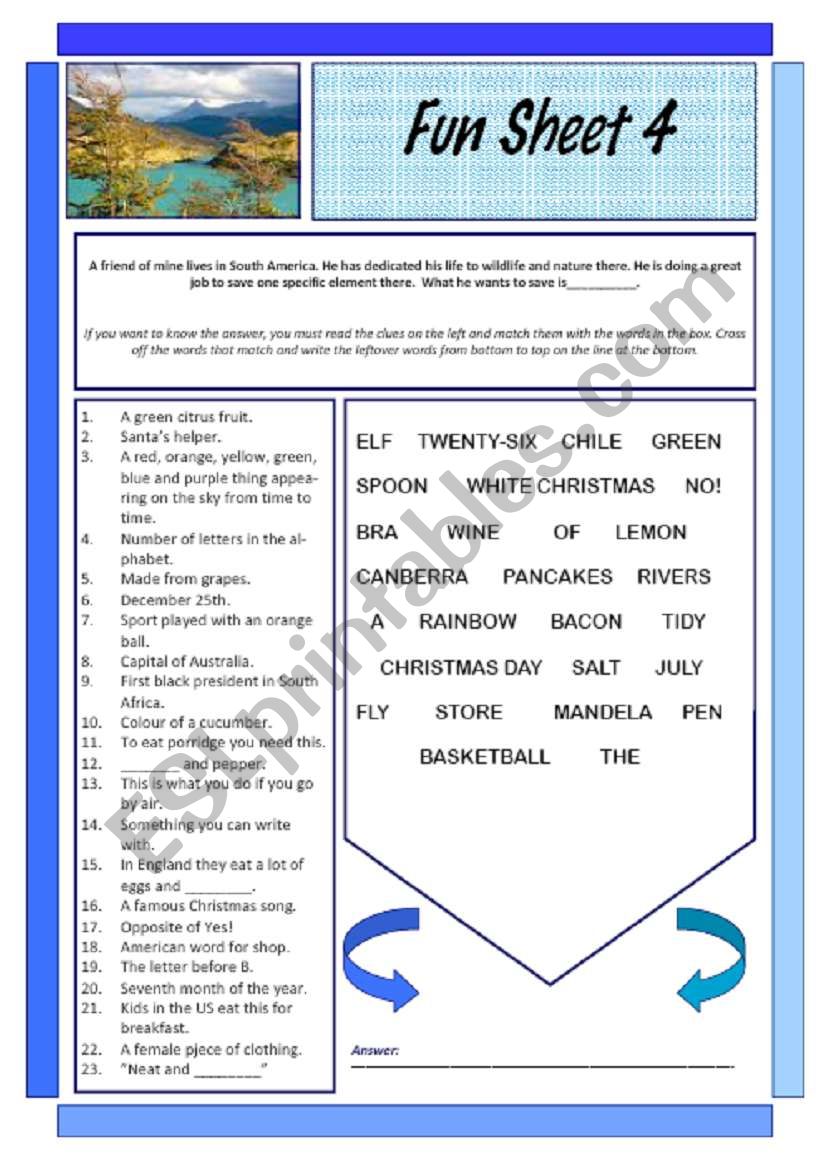 Fun Sheet 4 worksheet