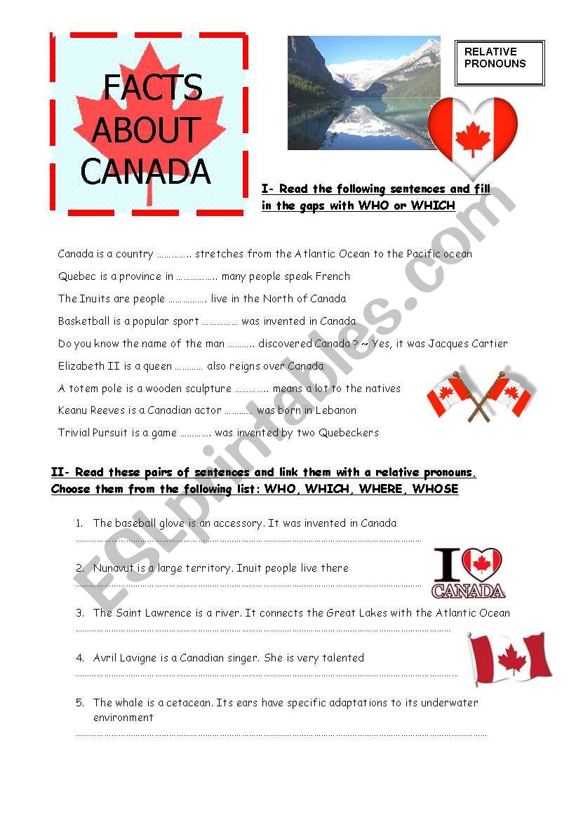 Facts about Canada worksheet