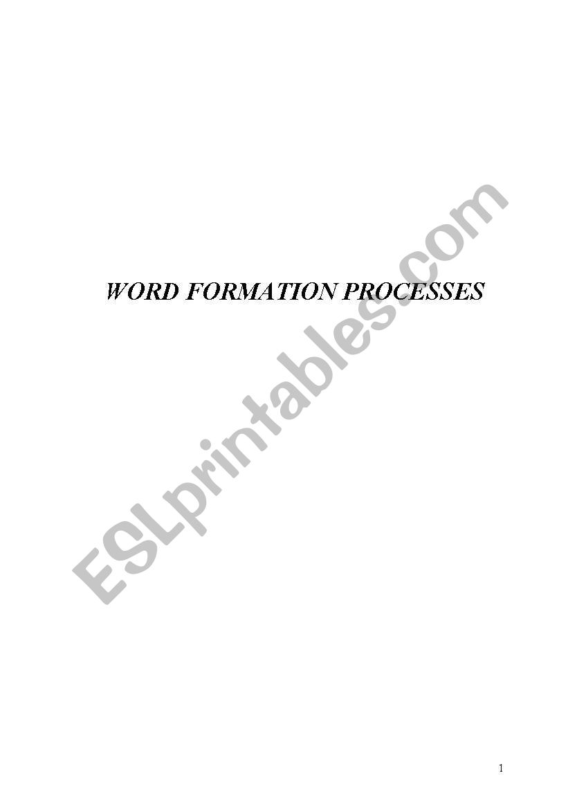 WORD FORMATION PROCESSES worksheet