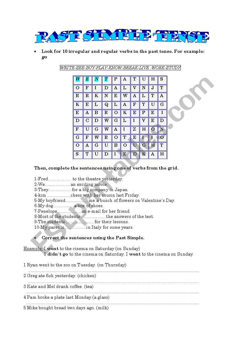 Past simple activities worksheet