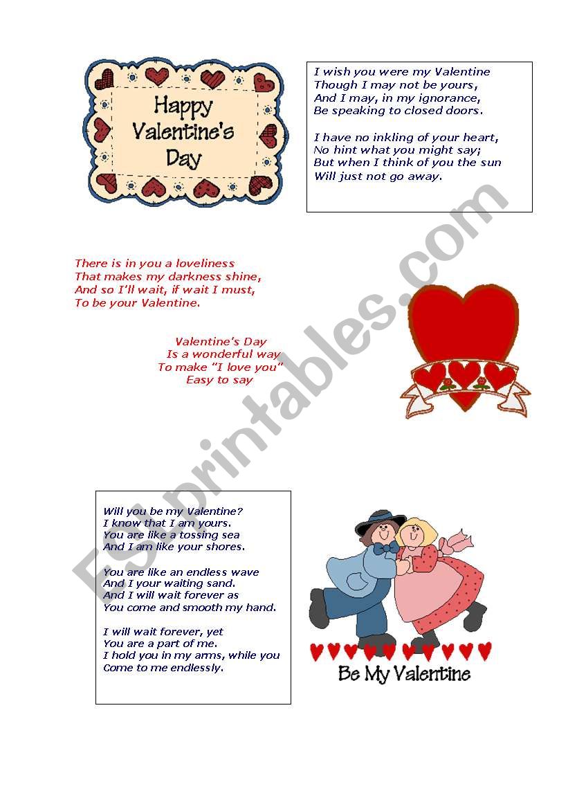 Valentines worksheet