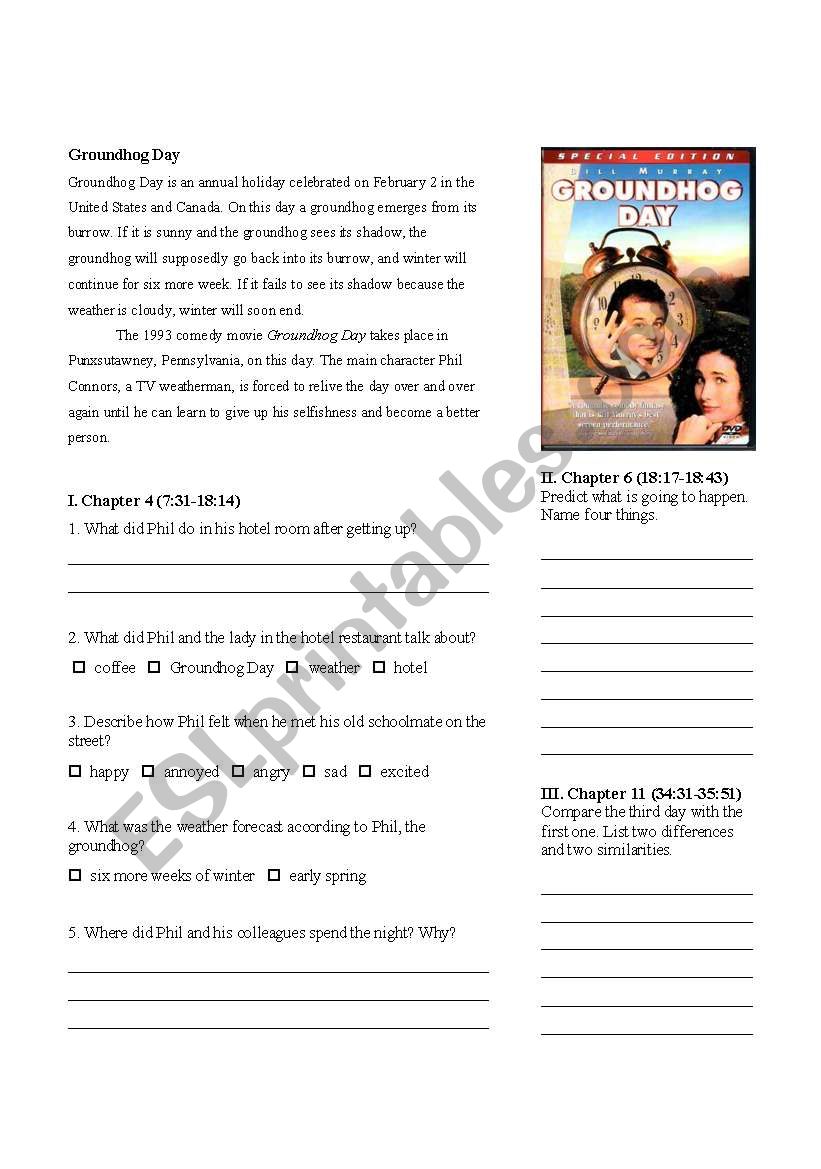 Groundhog Day - The Movie worksheet