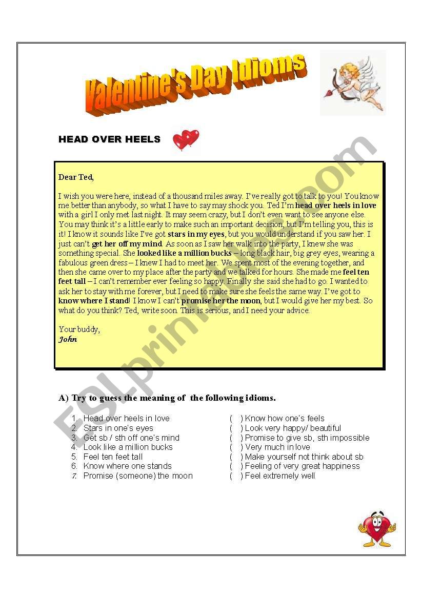 Valentines Day Idioms worksheet