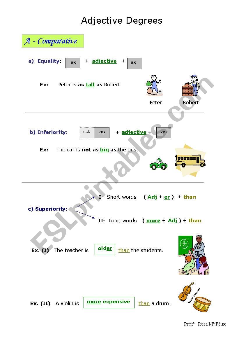 Adjective degrees worksheet