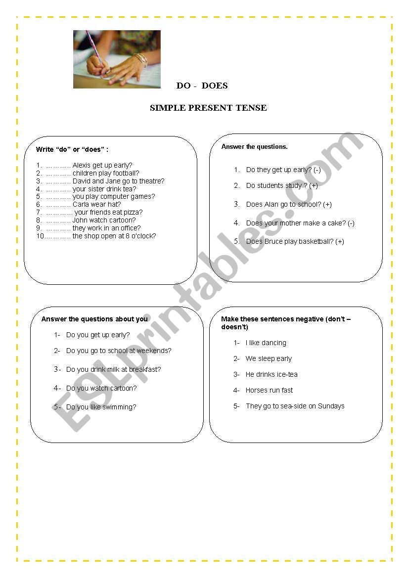 simple present tense exercise worksheet