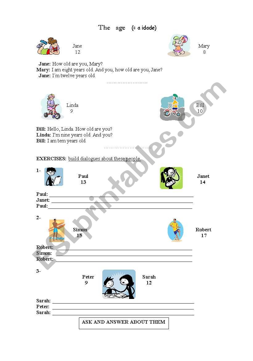 Asking and telling the age worksheet