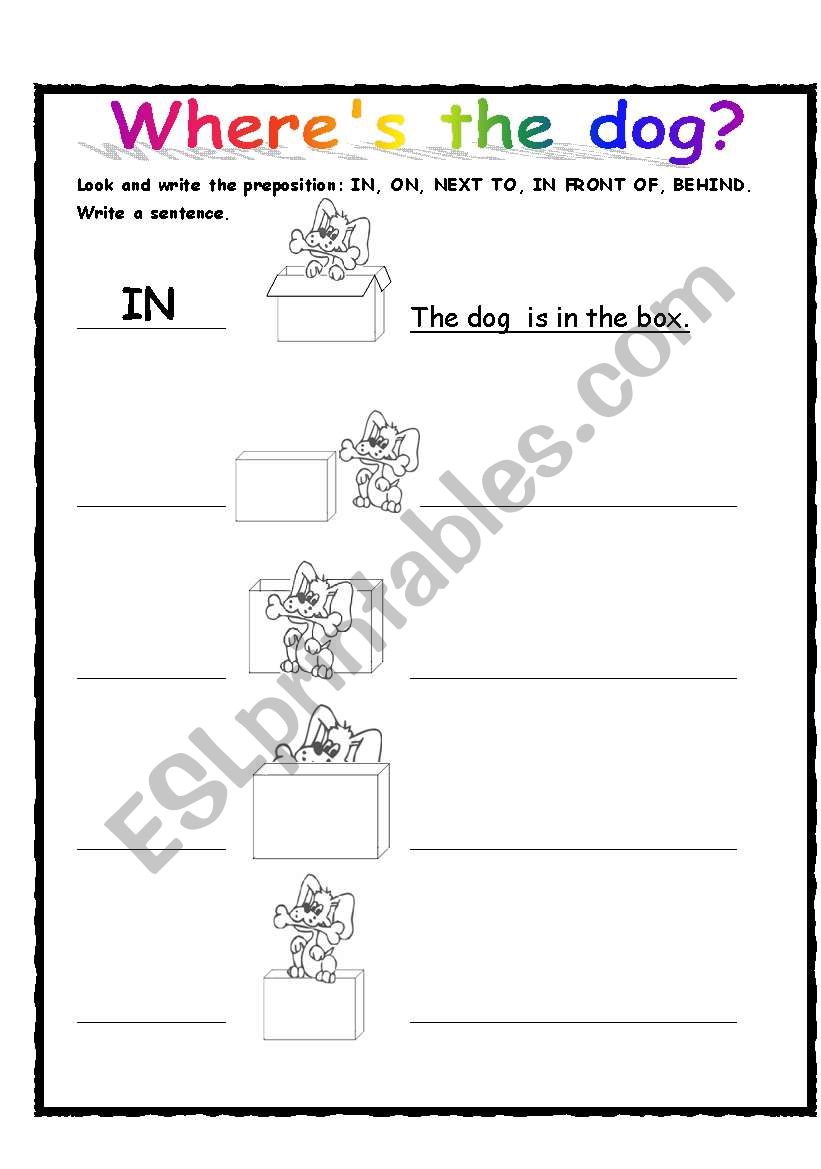 Wheres the dog? worksheet