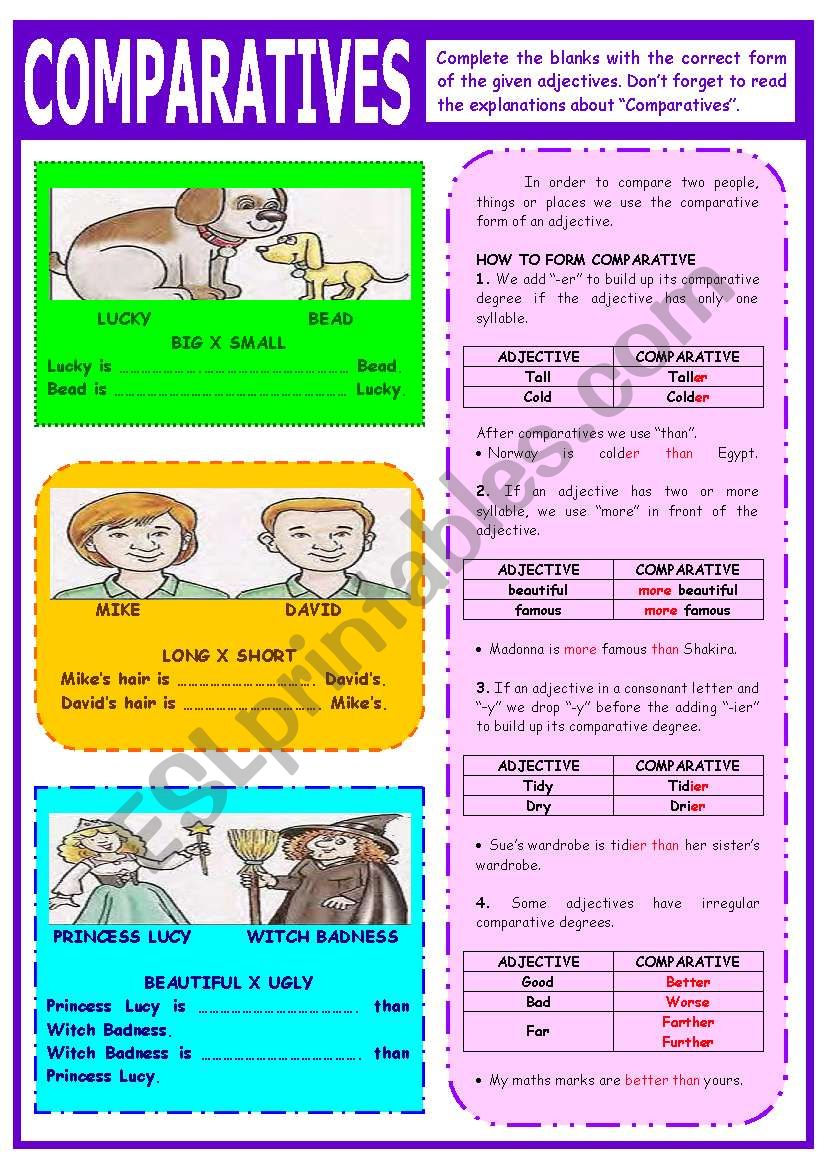 COMPARATIVES worksheet