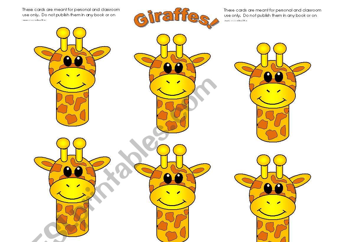 Giraffe Cards (Add you own text.) Use them with my giraffe gameboard.