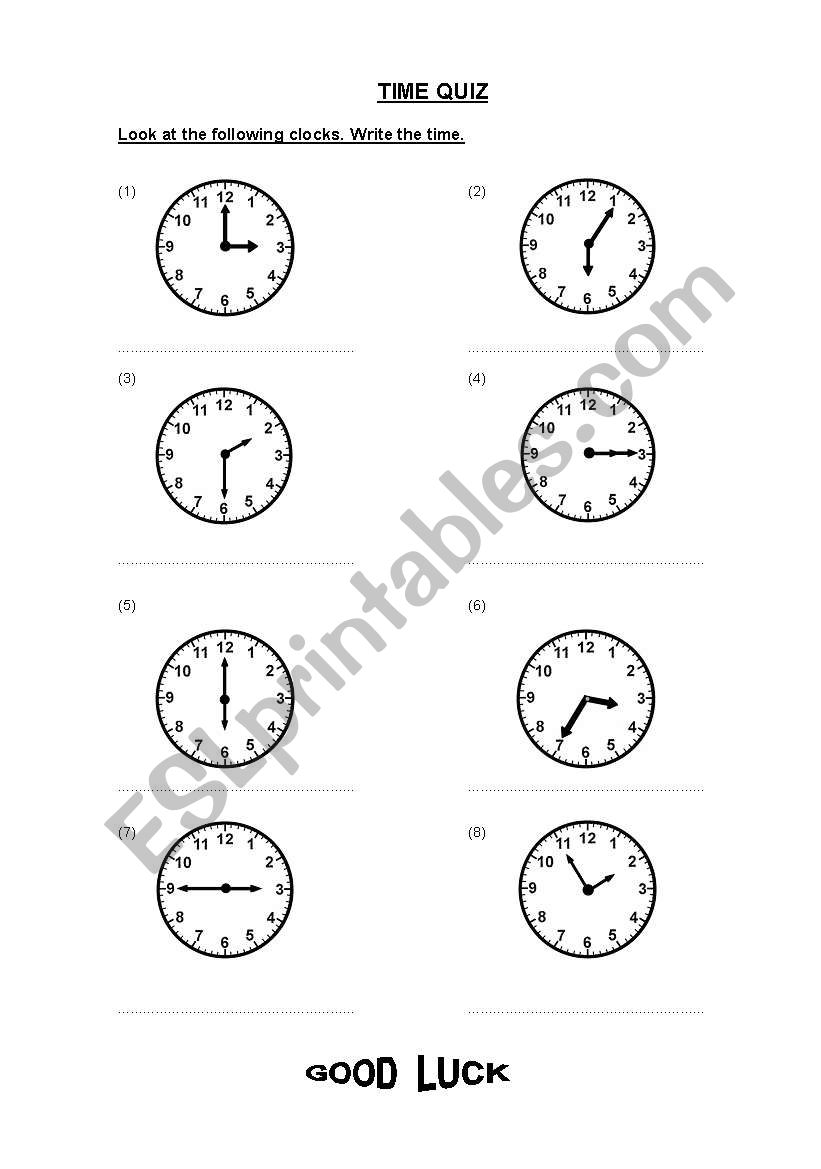 Time Quiz worksheet