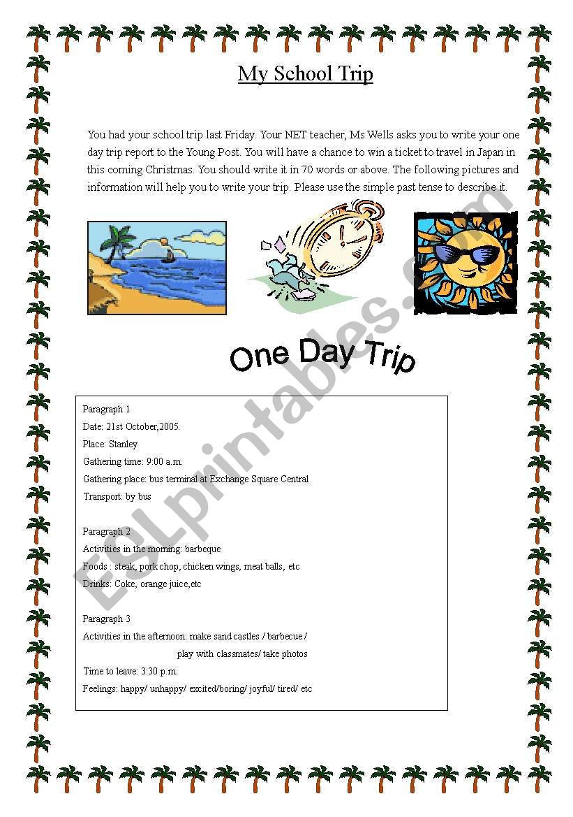 school trip worksheet