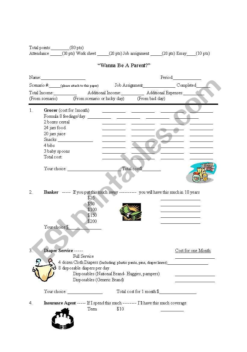 Cost of Parenting worksheet