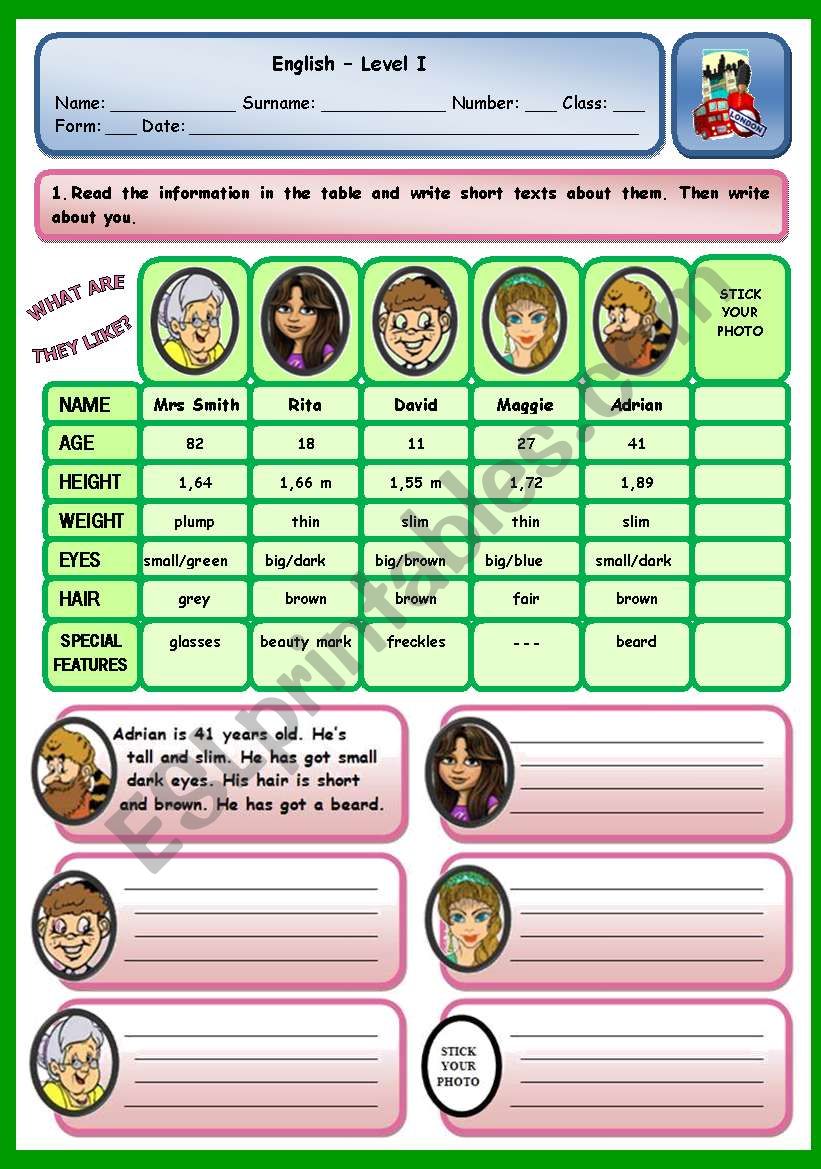 WHAT ARE THEY LIKE? worksheet