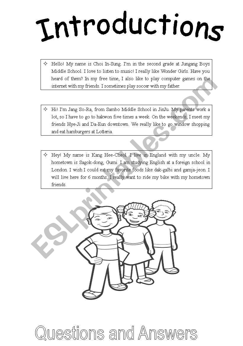 Introductions  worksheet