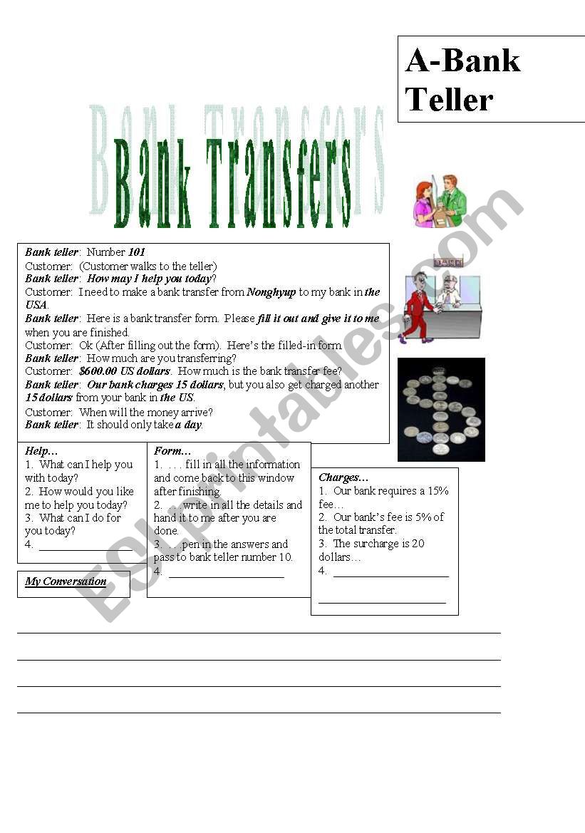 Bank Transfers worksheet