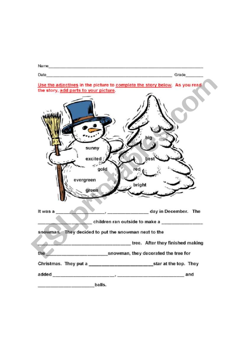 numbers and adjectives worksheet