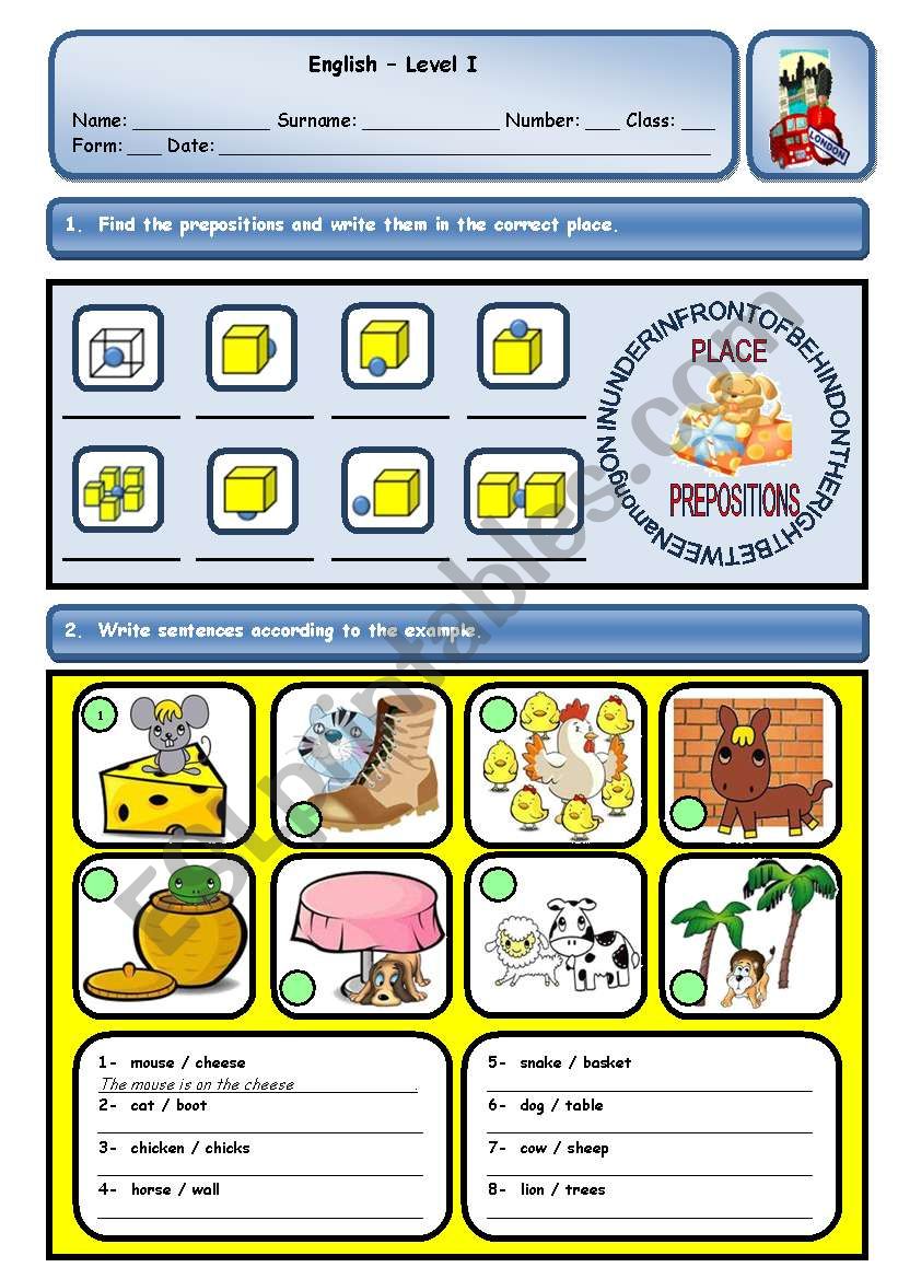 PLACE PREPOSITIONS WITH ANIMALS