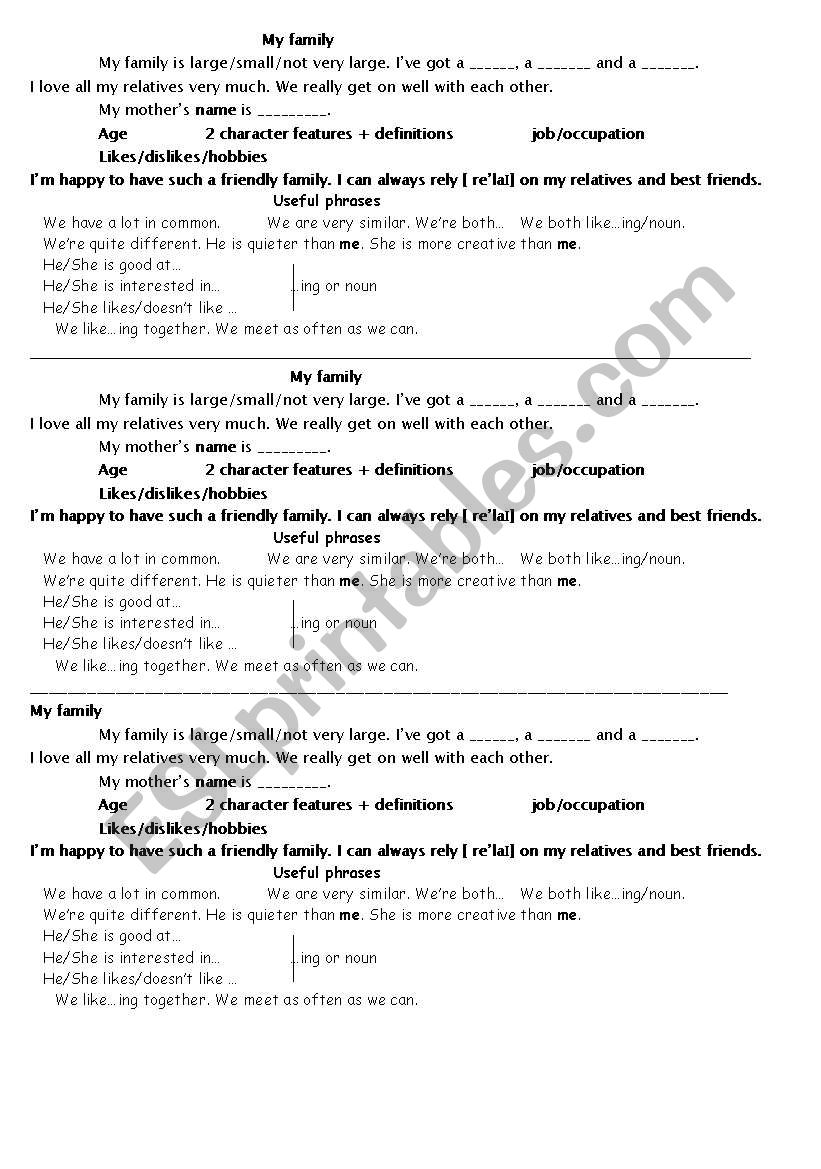 MY FAMILY worksheet