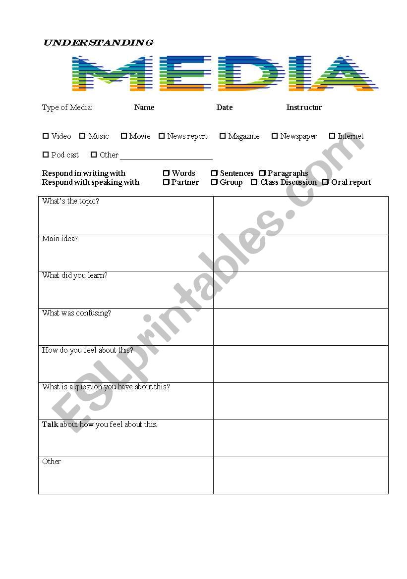 Advanced Level Media Response Form