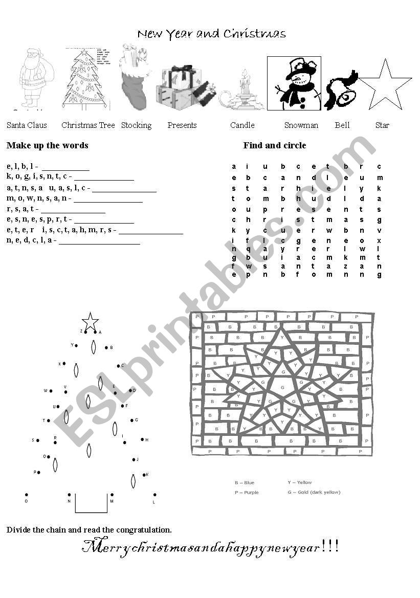 Christmas and New Year worksheet
