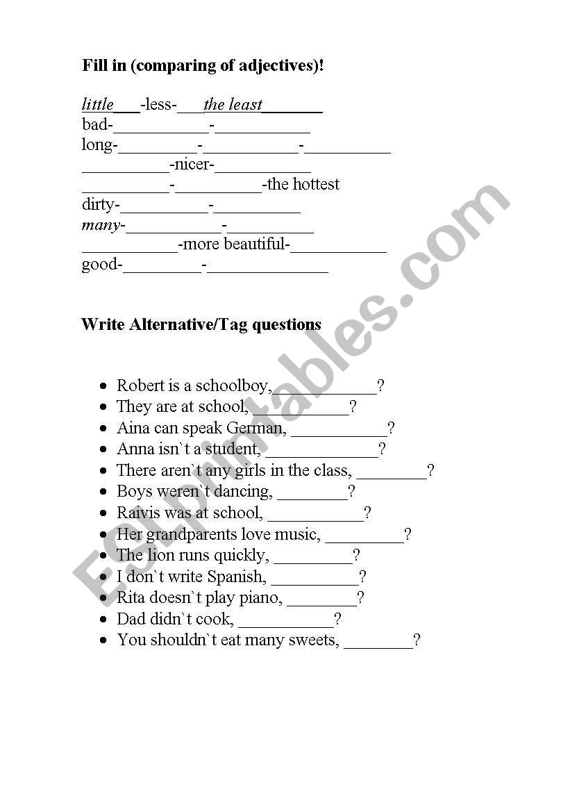 Comparing adjectives, Tag-questions