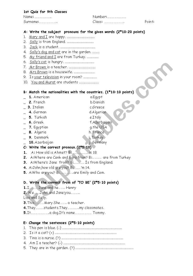 pop up quiz elm worksheet