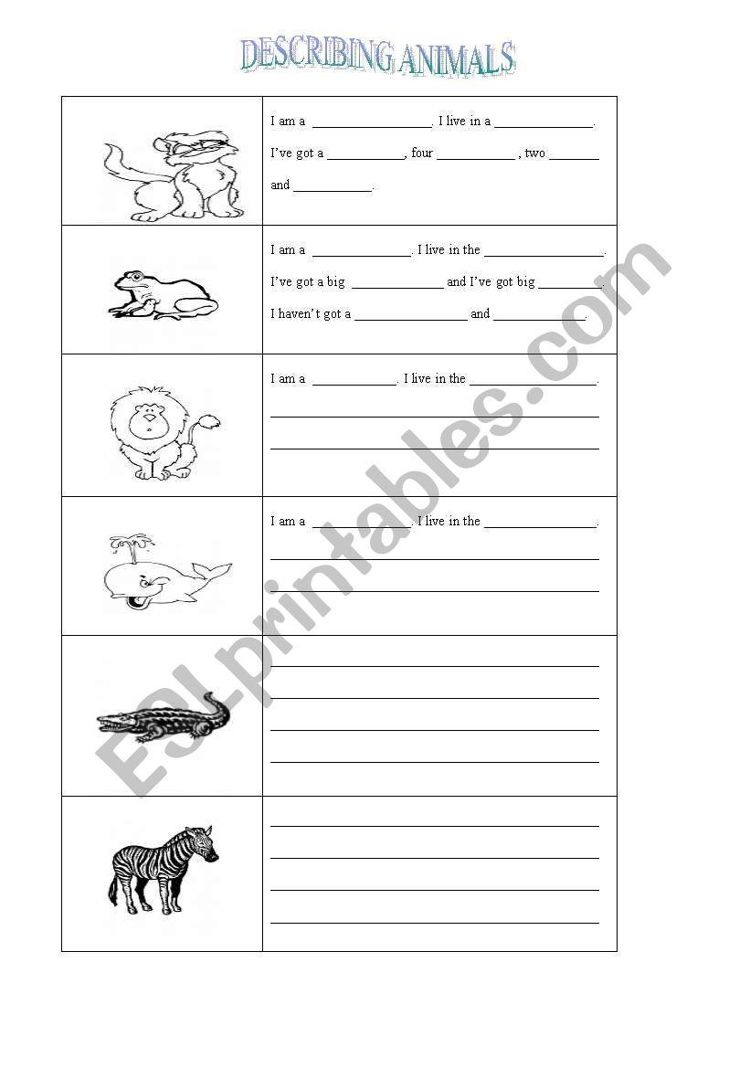 ANIMALS worksheet