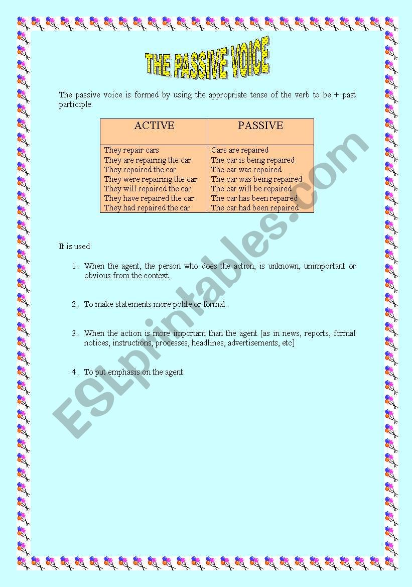 THE PASSIVE VOICE worksheet