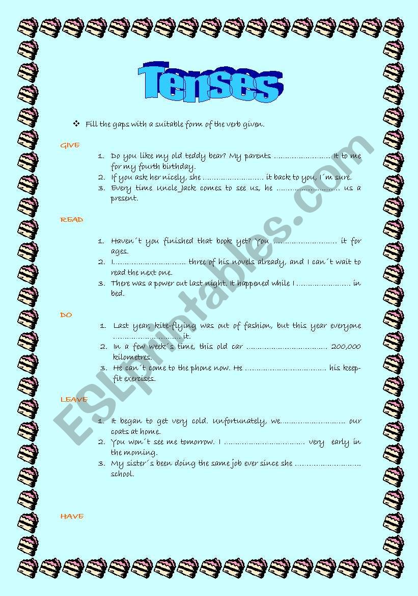 Verb Tenses worksheet