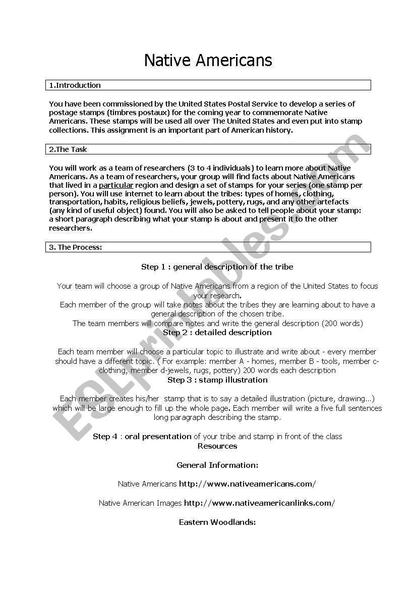 NAtive Americans worksheet