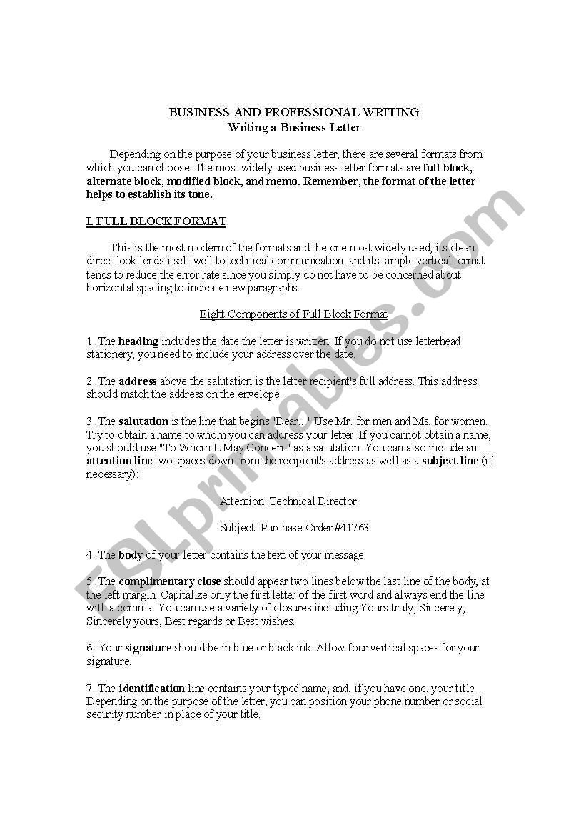 english-worksheets-business-writing