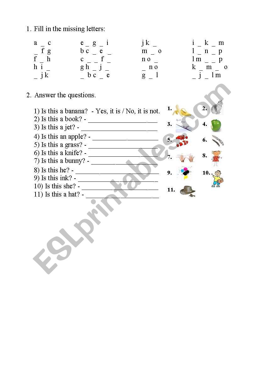 first words worksheet