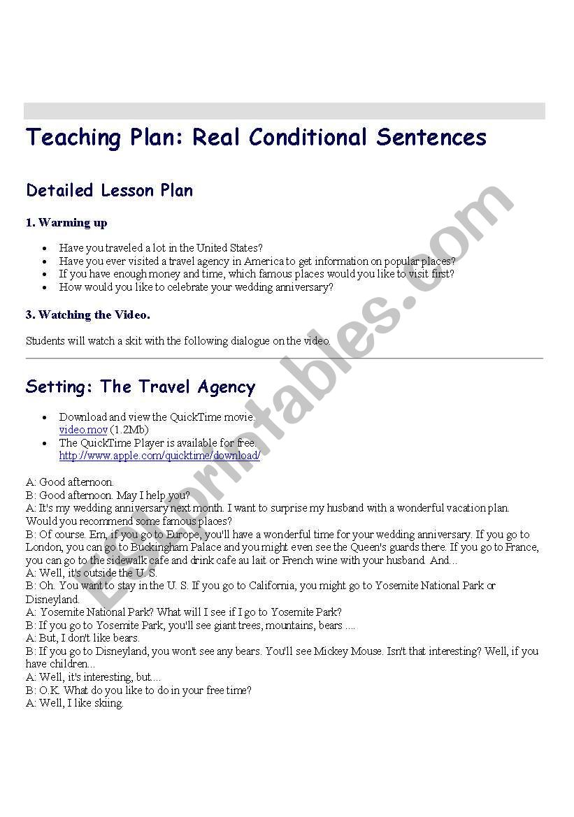 conditional lesson plan worksheet