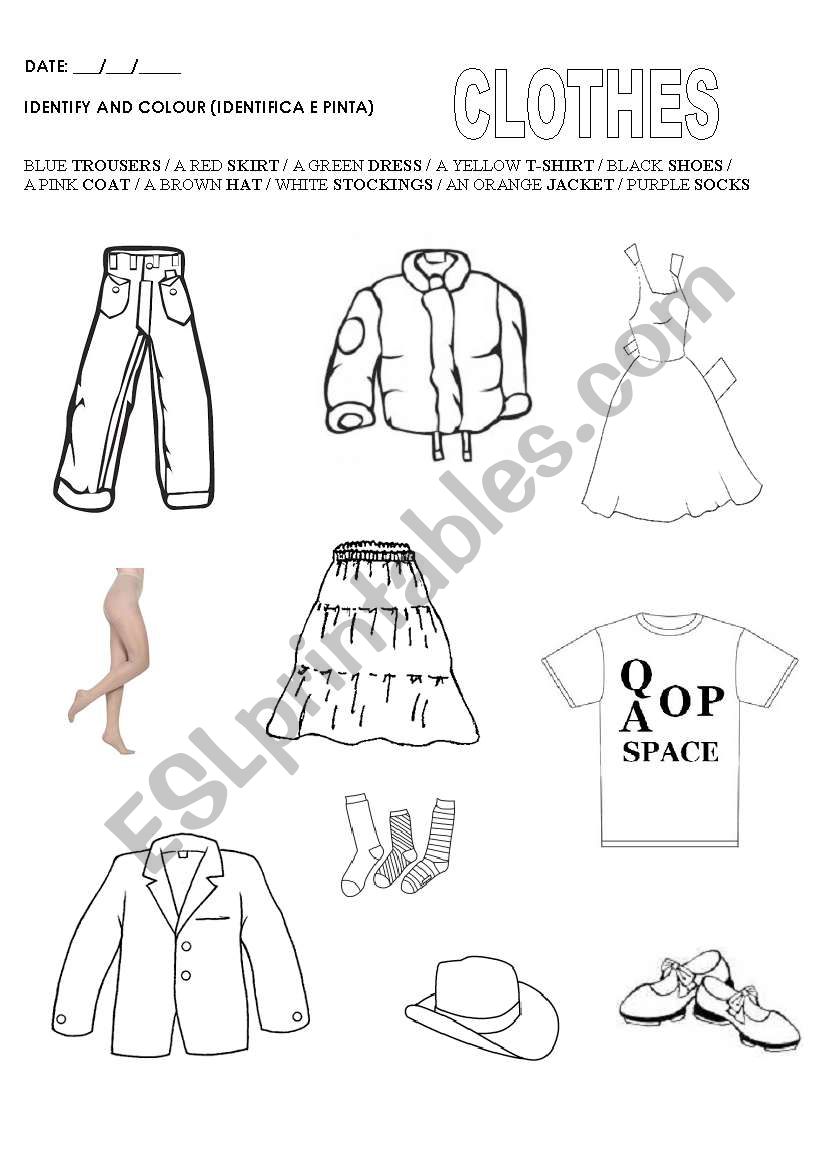 Clothes worksheet