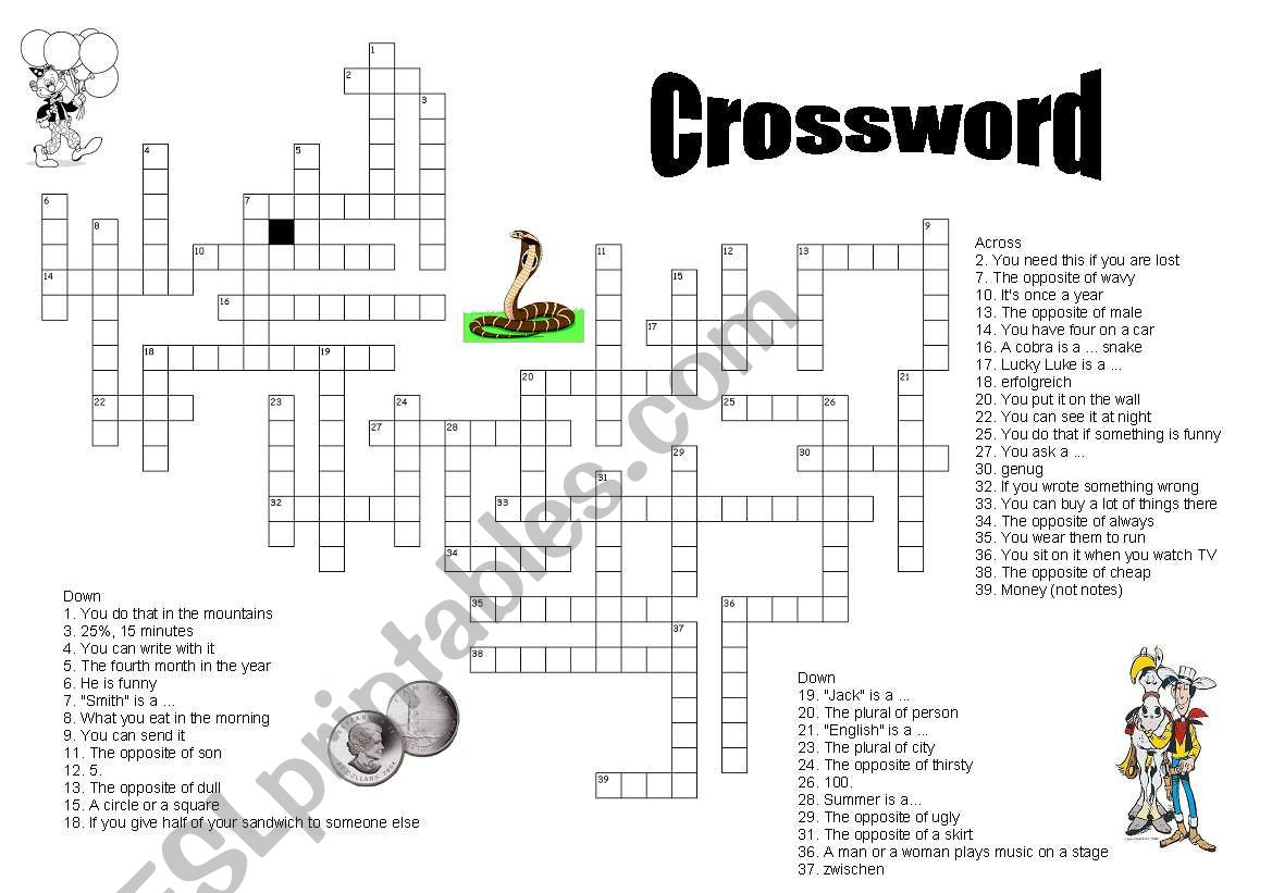 Crossword worksheet