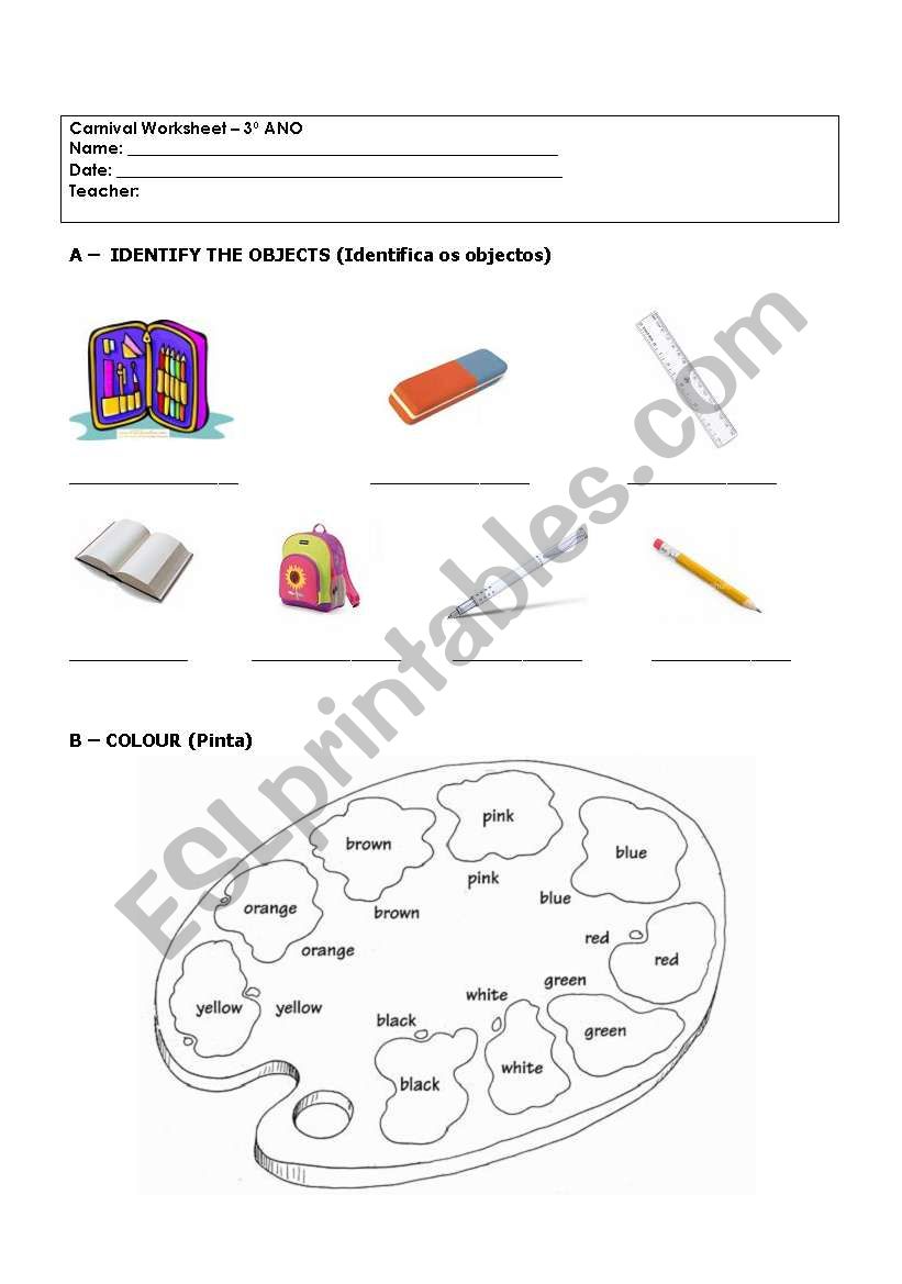 Test  3 ano worksheet