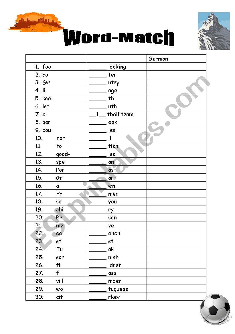 Vocabulay worksheet