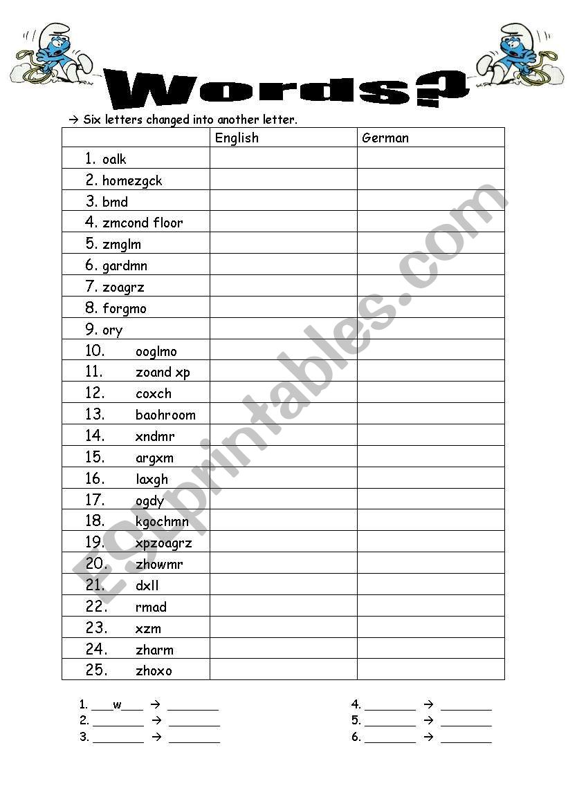 Vocabulary worksheet