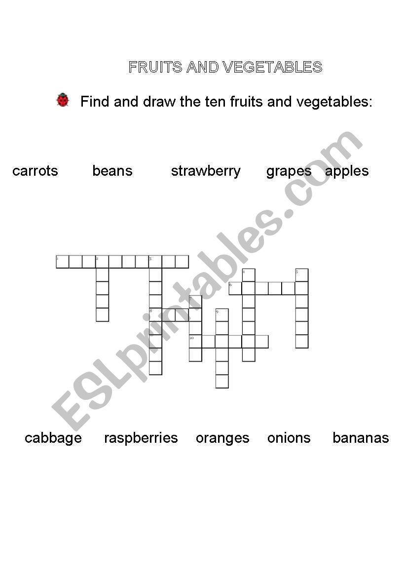 FRUITS AND VEGETABLES worksheet