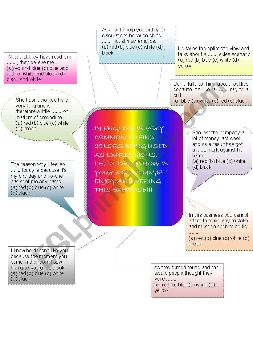 COLLOCATIONS AND PHRASAL VERBS USING THE COLORS! COLLOCATIONS AND PHRASAL VERBS USING THE COLORS!